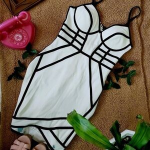 Fashion Nova Black and White Geometric Mini Dress